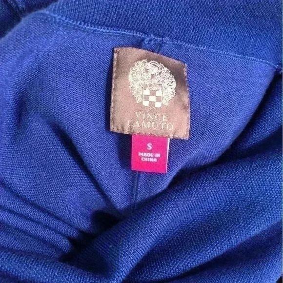 Vince Camuto Women’s Small Royal Blue Long Sweater Cowl Neck Cuff Sleeves - Picture 4 of 5